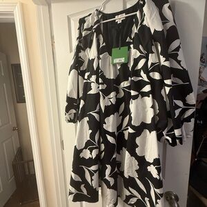 Kate Spade Monochrome Floral Dress Puff Sleeve NWT